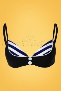 Belsira - Joelle gestreepte bikinitop in marineblauw en zwart 2