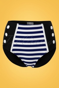 Belsira - 50s Joelle Stripes Bikini Pants in Navy and Black