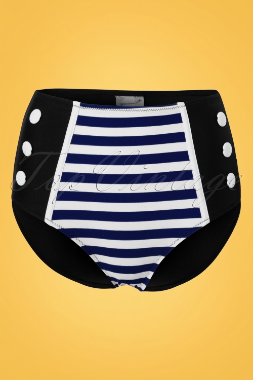 Belsira - Joelle gestreepte bikinitop in marineblauw en zwart
