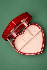 Collectif Clothing - Emerson Large Heart Jewellery Box Années 50 en Rouge