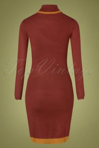 Smashed Lemon - 60s Diane Pencil Dress in Rust and Mustard 2