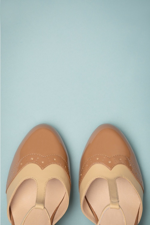 Chelsea Crew - 20s Gatsby T-Strap Pumps in Tan and Nude 3
