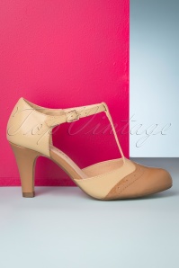 Chelsea Crew - 20s Gatsby T-Strap Pumps in Tan and Nude 4