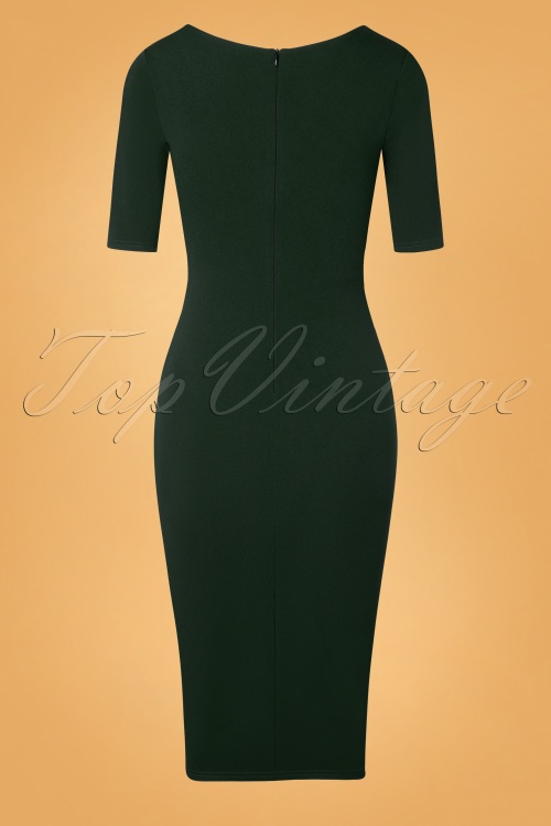 Vintage Chic for Topvintage - Selene Pencil Dress Années 50 en Vert Sapin 2