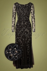 GatsbyLady - Ava Full Sleeve Sequin Maxi Dress Années 20 en Noir 2