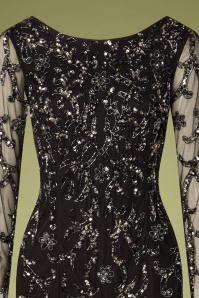 GatsbyLady - 20s Ava Full Sleeve Sequin Maxi Dress in Black 3