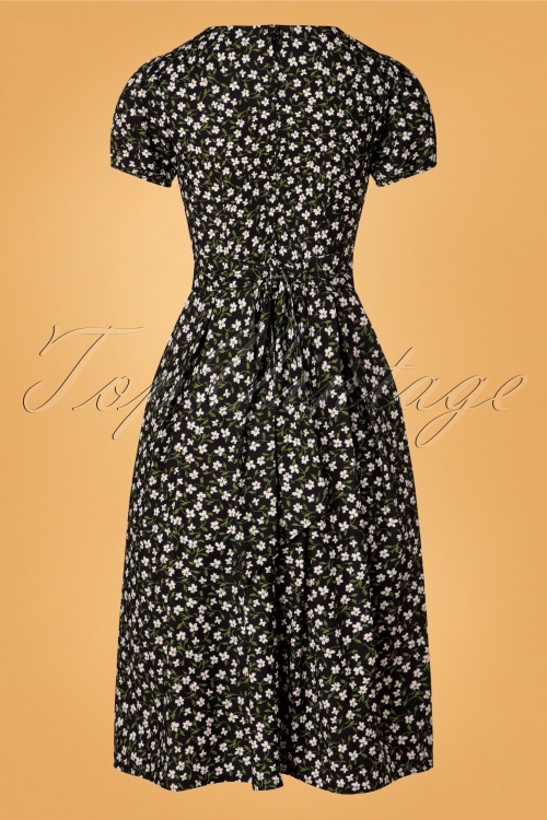 Timeless - 50s Emani Floral Swing Dress in Black 6