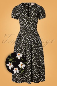Timeless - 50s Emani Floral Swing Dress in Black 2