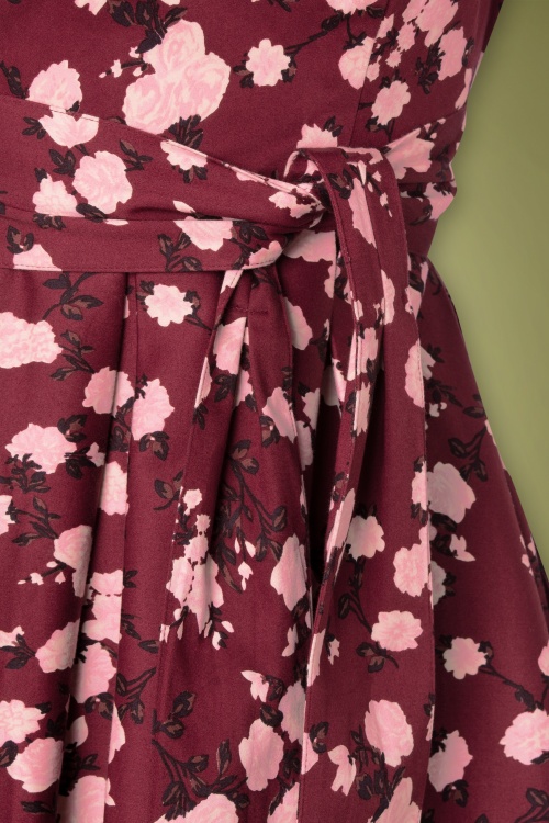 Timeless - Kav floral swing jurk in bordeauxrood 5