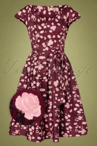 Timeless - Kav floral swing jurk in bordeauxrood 2