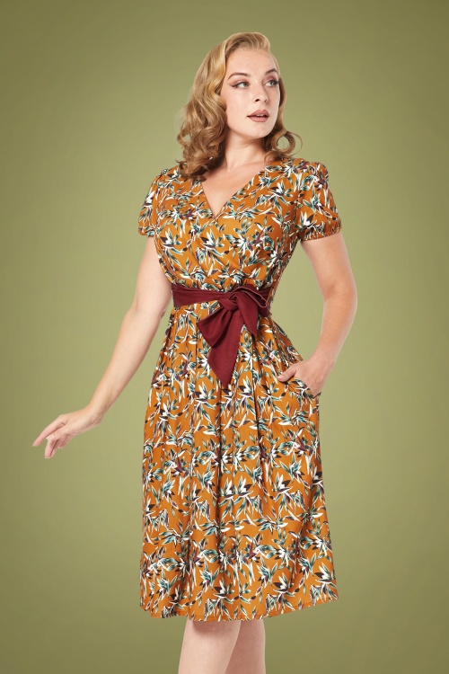Timeless - 50s Libby Dress in Caramel Brown 2