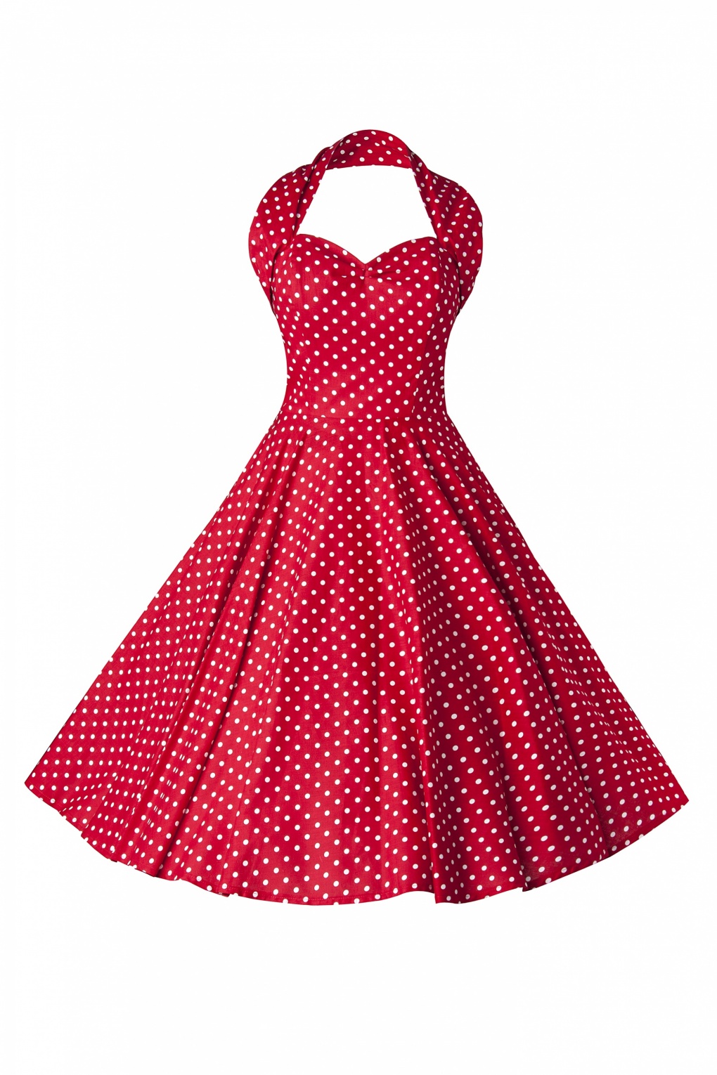 50s Retro Halter Polka Mini Dot Red White Dress