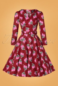 Hearts & Roses - 50s Natalie Swing Dress in Wine Red 3