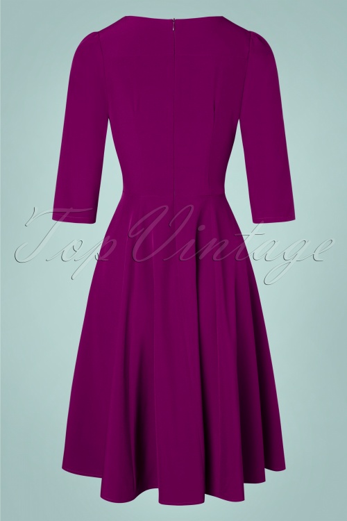 Hearts & Roses - 50s Pretty Patty Swing Dress in Magenta Purple 5