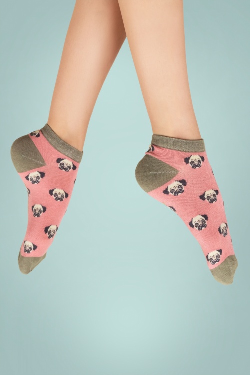 Powder - 60s Hedgehog Trainer Socks in Candy Pink