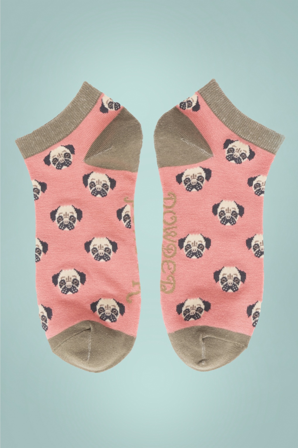 60s Pug Trainer Socks in Pink