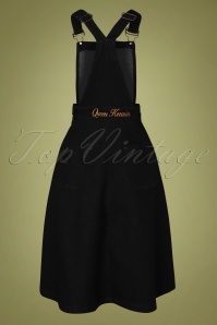 Queen Kerosin - Workwear denim rok met bretels in zwart 2