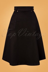 Topvintage Boutique Collection - Reese Swing Dress Années 50 en Bleu Marine et Ivoire