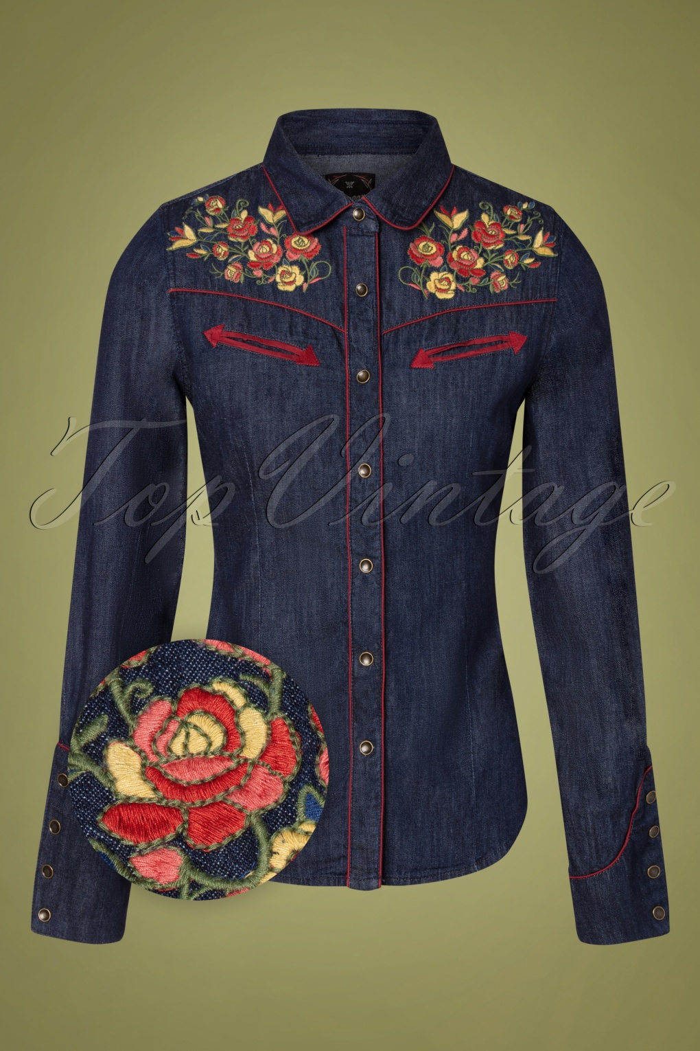 50s Warna  Western Shirt in Denim  Blue 