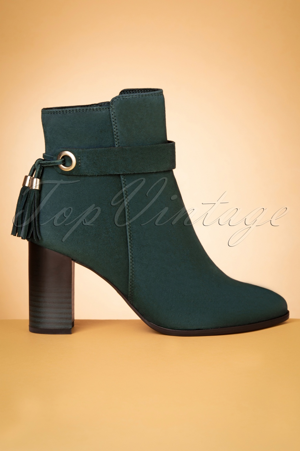 70s Bindy Suede Ankle Booties in Bottle 