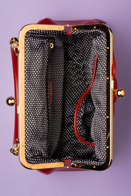 Banned Alternative - Lockwood Bow Handbag Années 50 en Rouge 4