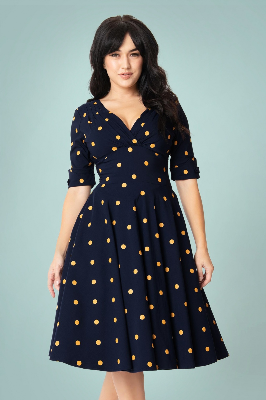 navy mustard dress