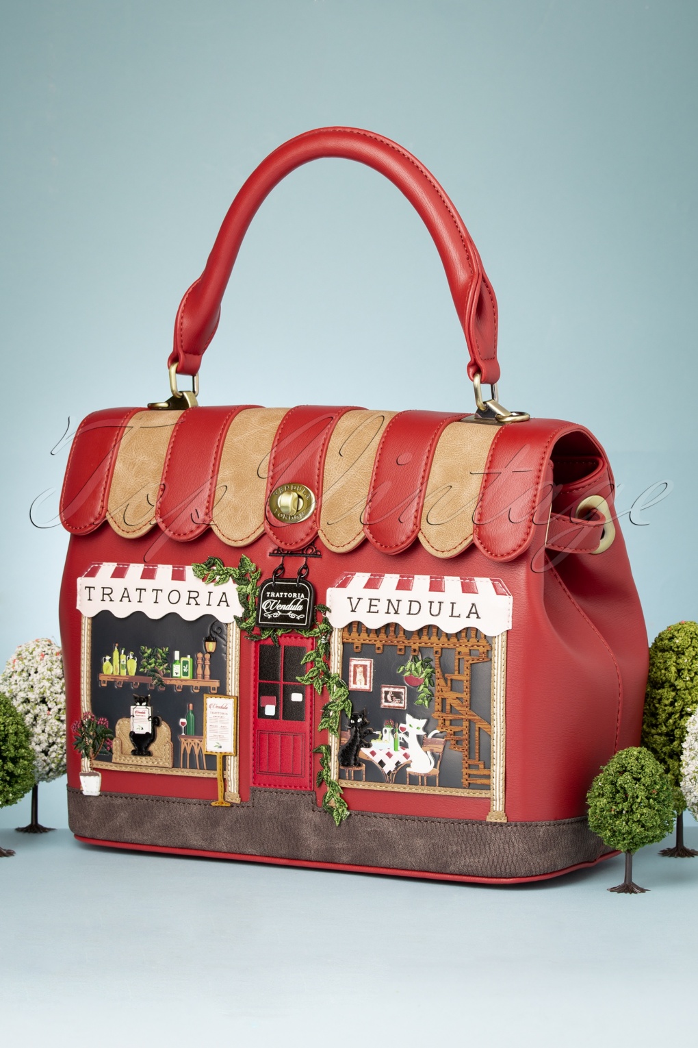 50s Vendula Trattoria Grace Bag in Red and Brown