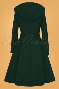 Collectif Clothing - 50s Heather Hooded Swing Coat in Forest Green 3