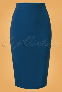 Vintage Chic for Topvintage - 50s Bella Midi Skirt in Teal Blue 3