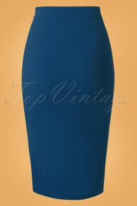 Vintage Chic for Topvintage - 50s Bella Midi Skirt in Teal Blue