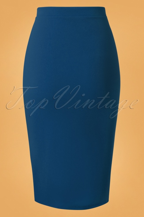 Vintage Chic for Topvintage - 50s Bella Midi Skirt in Teal Blue