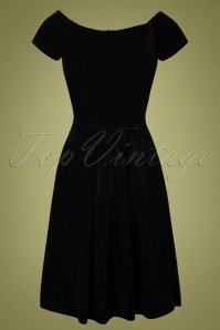 Vintage Chic for Topvintage - Trissie Twisted fluwelen swingjurk in zwart 3