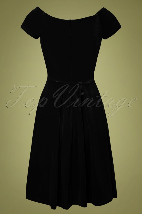 Vintage Chic for Topvintage - 50s Trissie Twisted Velvet Swing Dress in Black 3