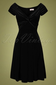 Vintage Chic for Topvintage - Trissie Twisted Velvet Swing-Kleid in Schwarz 2