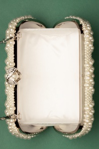 Unique Vintage - 50s Pearl Hard Case Clutch in Ivory 4