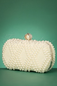 Unique Vintage - 50s Pearl Hard Case Clutch in Ivory