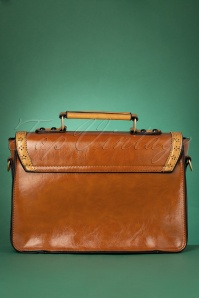 Banned Retro - 50s Scandal Office Handbag in Camel and Cognac 7