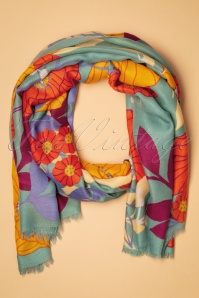Powder - 70s Autumn Floral Scarf in Duck Egg Green
