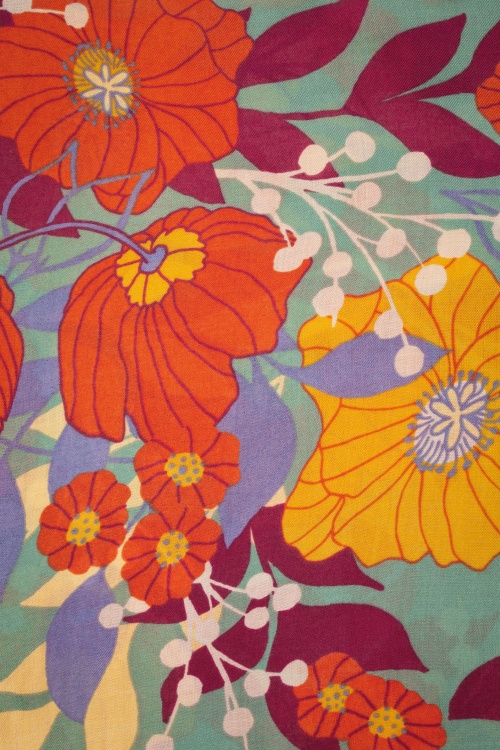 Powder - 70s Autumn Floral Scarf in Duck Egg Green 2
