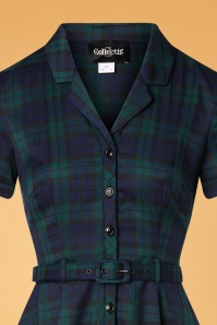Collectif Clothing - Caterina Blackwatch geruite swingjurk in blauw en groen 3