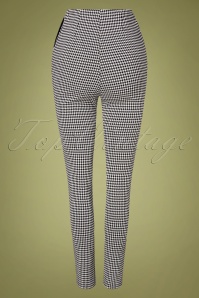 Collectif Clothing - Odilia Houndstooth Skinny Trousers Années 50 en Noir et Blanc 2