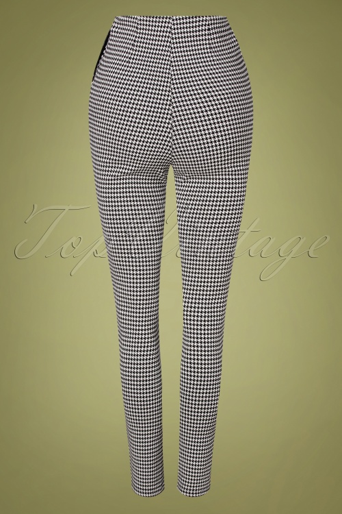 Collectif Clothing - 50s Odilia Houndstooth Skinny Trousers in Black and White 2