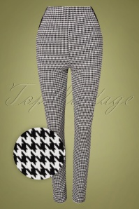 Collectif Clothing - 50s Odilia Houndstooth Skinny Trousers in Black and White