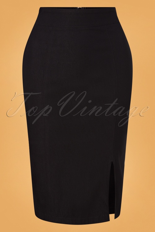 Steady Clothing - 50s Diva Polkadot Pencil Skirt in Black