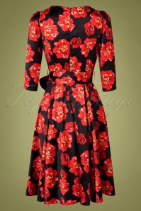 Hearts & Roses - 50s Julia Poppy Swing Dress in Black and Red 4