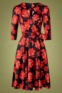 Hearts & Roses - 50s Julia Poppy Swing Dress in Black and Red 2