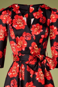 Hearts & Roses - 50s Julia Poppy Swing Dress in Black and Red 3