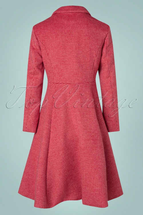 Hearts & Roses - 50s Rosalie Wool Swing Coat in Red and Pink 3