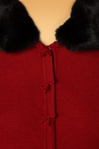 Banned Retro - 40s April Fluffy Bow Cardigan in Dark Red 3