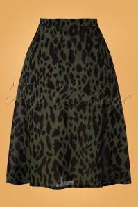 Banned Retro - Lea Leopard Wrap Skirt Années 50 en Vert 2